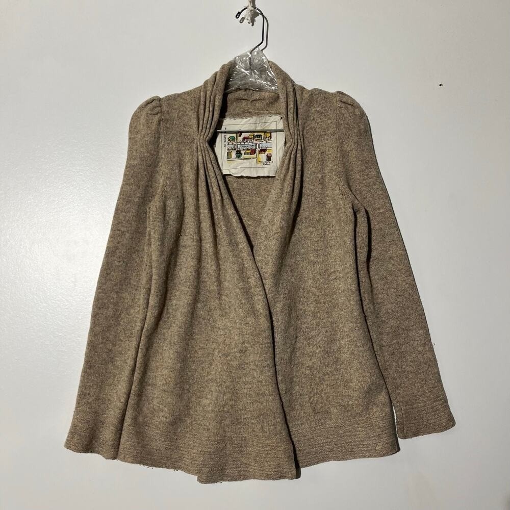 Anthropologie Moth Nakameguro Station Cardigan Sweater‎ Womens Small Tan Knit